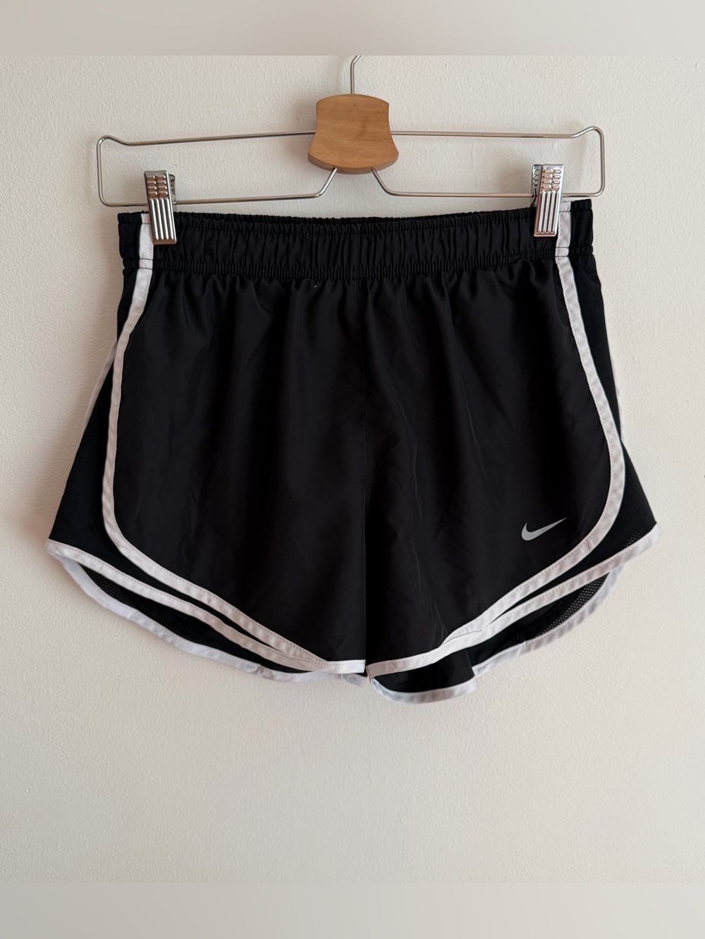 Nike Tempo Dri-FIT Running Shorts Black White Trim Brief Lined Small S